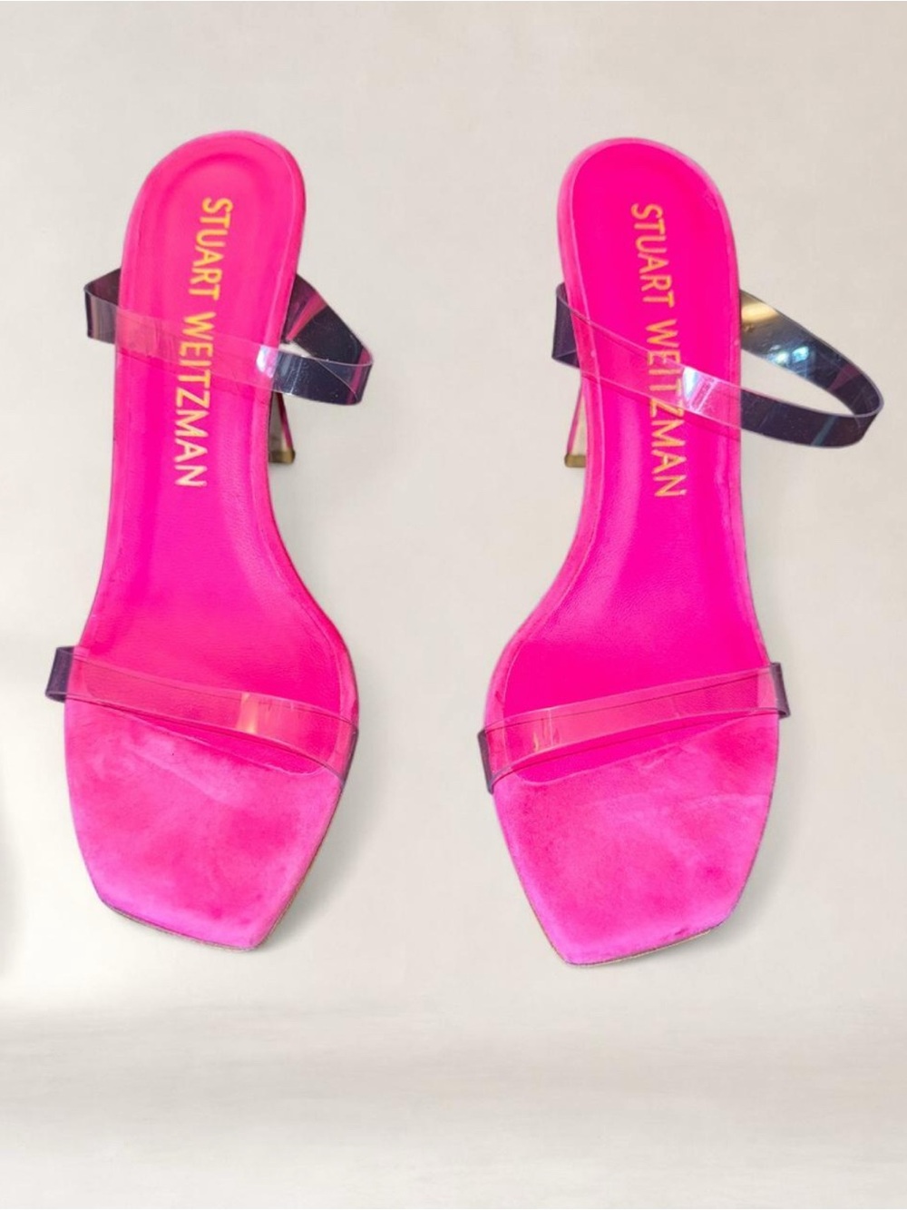 Stuart Weitzman Pink Clear-Strap mules Sandals sz 9